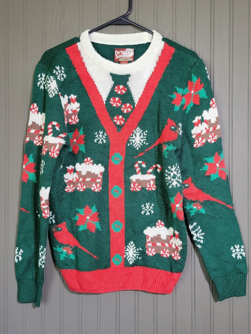 Party Sweater Ugly Christmas Sweater Knit Pullover Holiday Green Red Men's Small